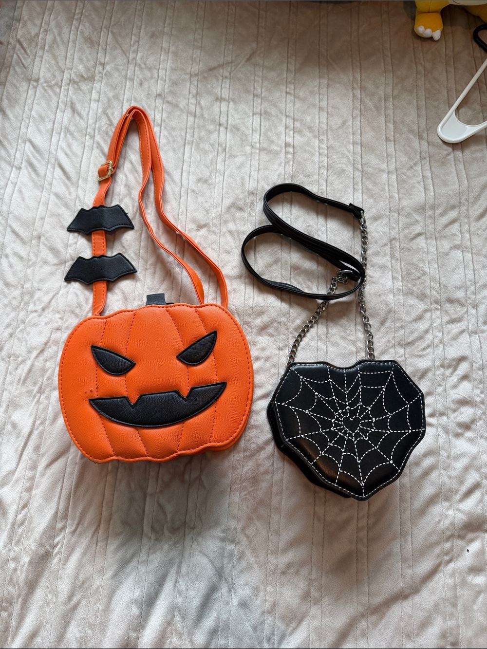 SHEIN Orange Pumpkin Crossbody Bag and Spider Purse